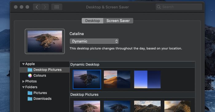 Fondo pantalla oscuro OS X Catalina