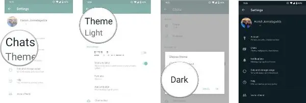 activar modo oscuro whatsapp android